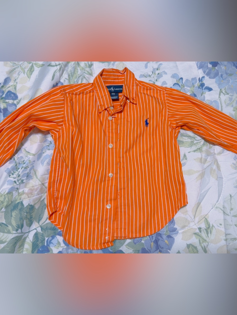 Polo by Ralph Lauren Orange and White Striped Button-Down Shirt
